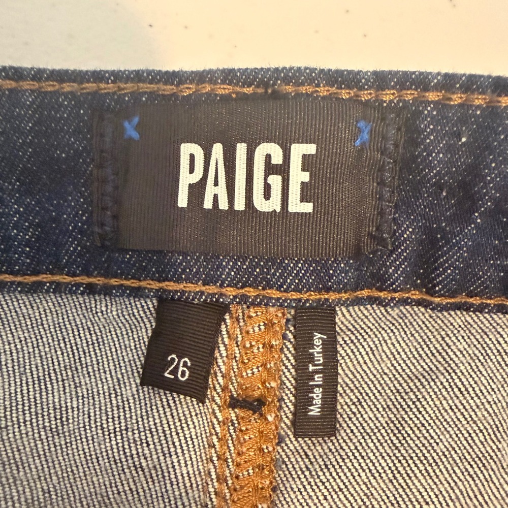 Paige Harper Ankle Wide Leg Jeans Dark Indigo Front Patch Pocket Womens Size 26 - Picture 5 of 10